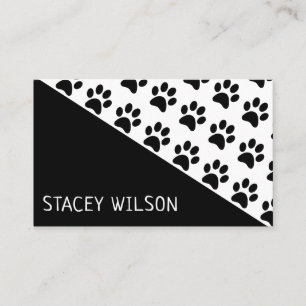 Modern Black And White Dog Walker Or Pet Groomer Business Card