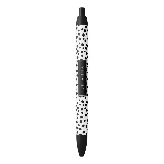 Modern Black and White Dot Background Custom Ink Pen (Front Vertical)