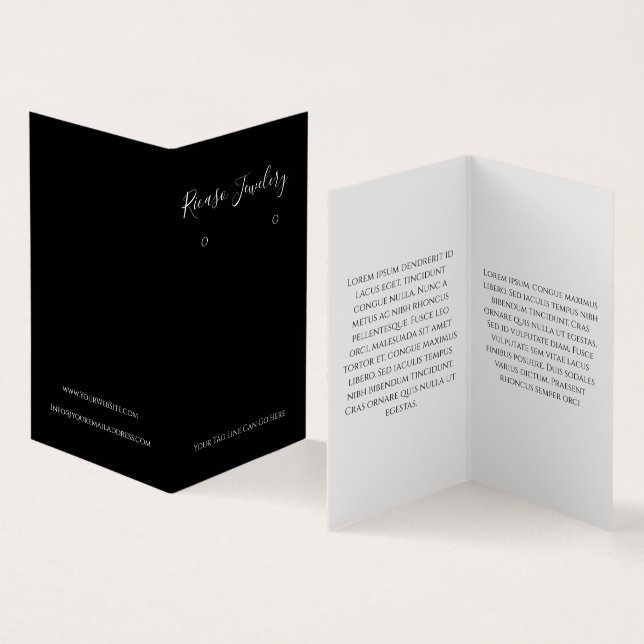 Modern Black and White Earring Background Business Card (Inside and Outside)