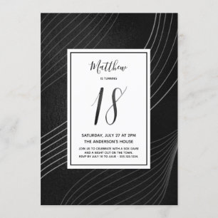 Modern Black and White Eighteenth Birthday Invitation