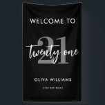 Modern Black and White Elegant 21st Birthday Sign<br><div class="desc">A simple modern 21st birthday sign featuring elegant calligraphy script typography and minimalist design.</div>