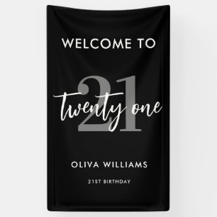 Modern Black and White Elegant 21st Birthday Sign