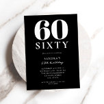Modern Black and White Elegant 60th Birthday Invitation<br><div class="desc">Modern Black and White Elegant 60th Birthday</div>