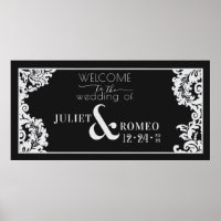 Modern Black and White Elegant Damask Floral