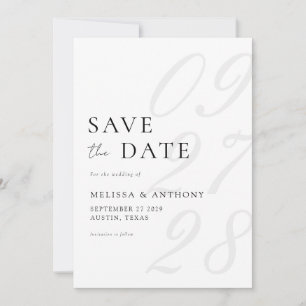 Modern Black and White Elegant Minimalist Wedding Save The Date