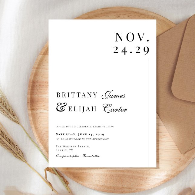 Modern Black and White Elegant Wedding Invitation (Creator Uploaded)