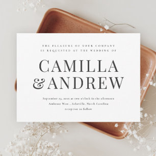 Modern Black and White Elegant Wedding Magnetic Invitation