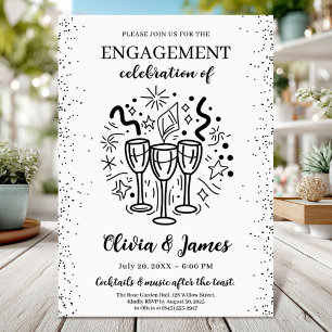 Modern black and white engagement card