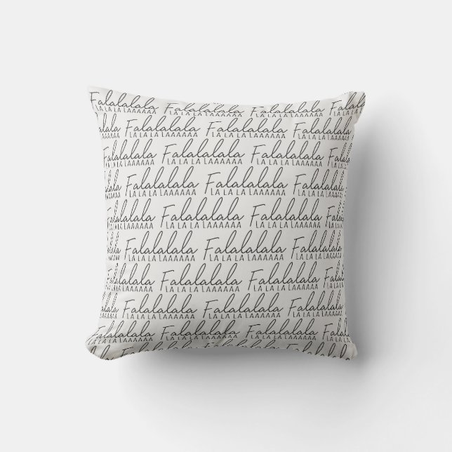 Modern Black and White Fa La La La Christmas Cushion (Front)