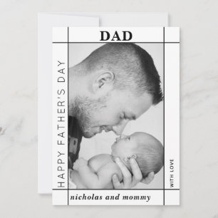 Modern black and white Father's Day photo Holiday Card