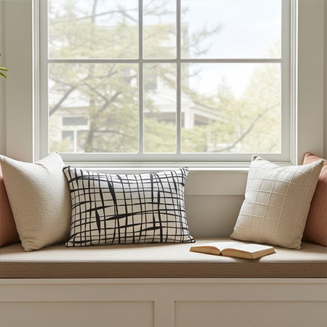 Modern Black and White Fenced Accent Pillow (Creator Uploaded)