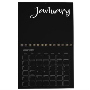 Modern Black and White Filled Calendar