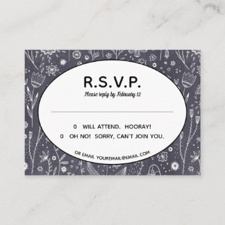 Modern Black and White Floral RSVP Enclosure Card