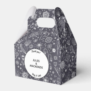 Modern Black and White Floral Wedding Favour Box