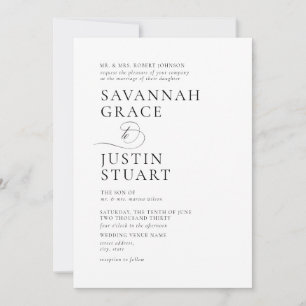 Modern Black and White Formal Wedding Invitation