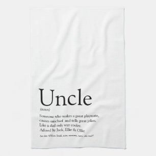 Modern Black and White Fun Cool Uncle  Tea Towel