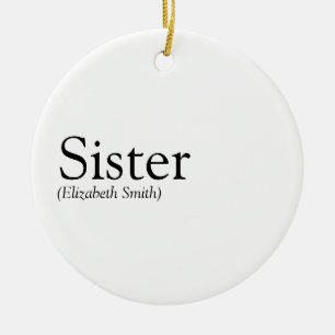 Modern Black and White Fun Sister Definition Ceramic Tree Decoration