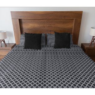 Modern Black and White Geometric Circle Pattern Pillowcase