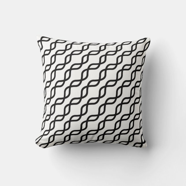 Modern Black and White Geometric Cushion (Front)
