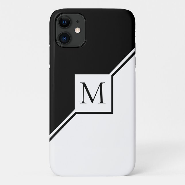 Modern black and white geometric monogram Case-Mate iPhone case (Back)