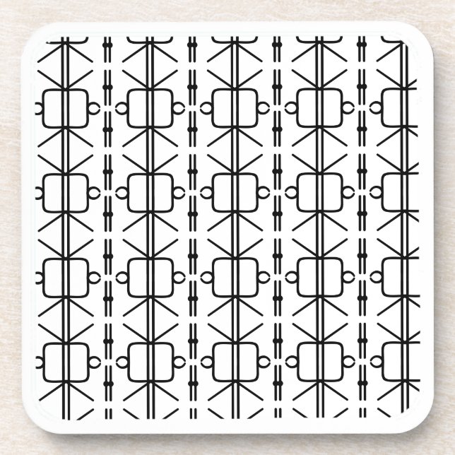 Modern Black and White Geometric pattern Coaster (Front)
