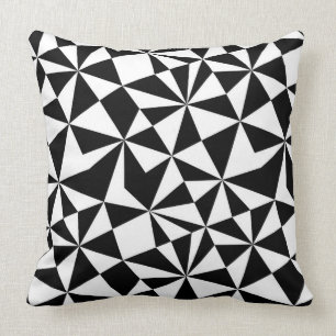 Modern Black And White Geometric Pattern Cushion
