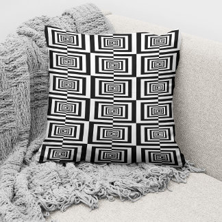 Modern Black And White Geometric Pattern Cushion