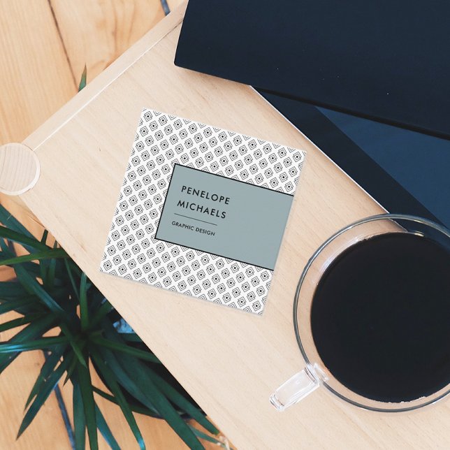 Modern Black and White Geometric Square Business Card (Creator Uploaded)