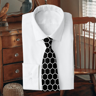 Modern Black and White Geometric Tie