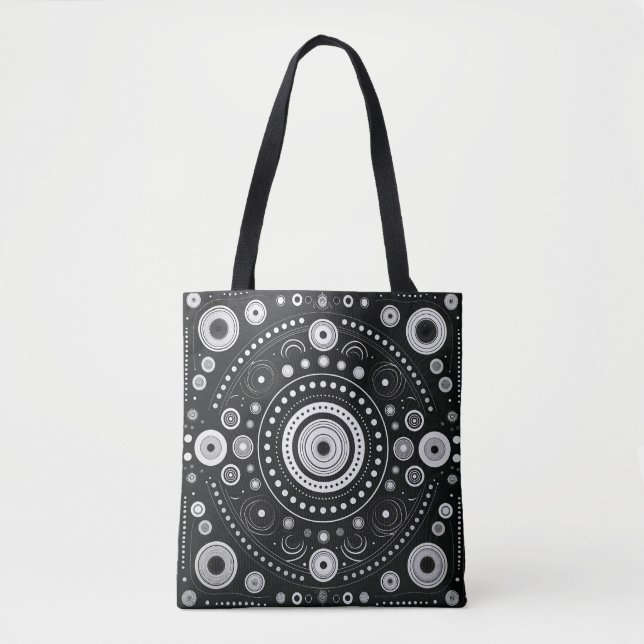Modern Black and White Geometric Tote Bag (Front)