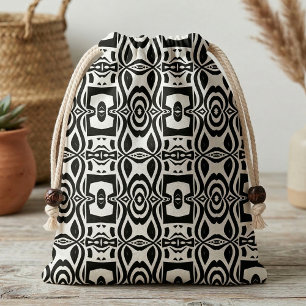 Modern Black and White Geometric Tribal Abstract  Fabric