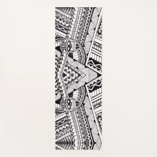 Modern Black and White Geometric Tribal Pattern Yoga Mat