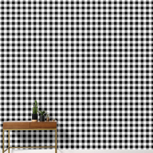 Modern Black And White Gingham Checks Wallpaper
