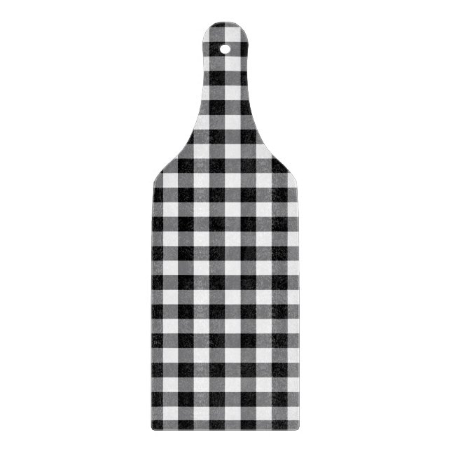 Modern Black And White Gingham Cutting Board (Front)
