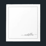 Modern Black and White Girly Script Name  Notepad<br><div class="desc">Add your custom name to this elegant minimalistic simple notepad. Feel free to customise and personalise. Edit and colour options are available.</div>