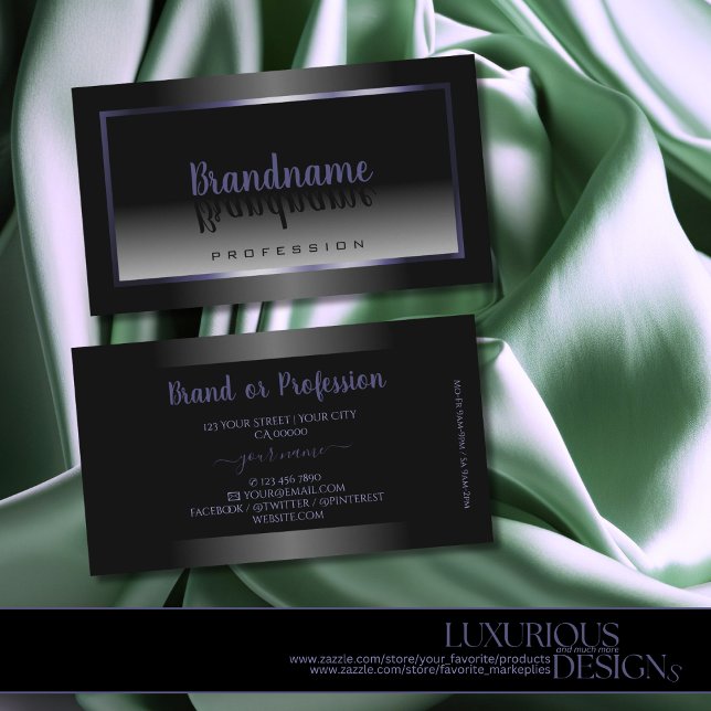 Modern Black and White Gradient Blue Frame Elegant Business Card (Creator Uploaded)