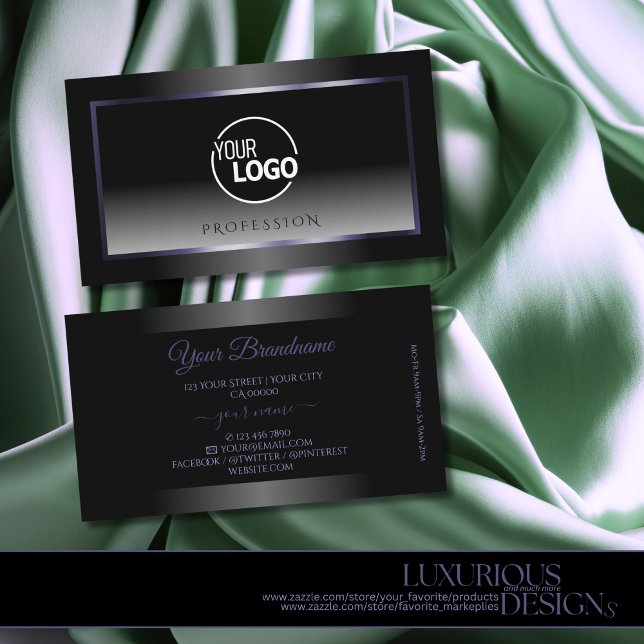 Modern Black and White Gradient Blue Frame Logo Business Card (Creator Uploaded)