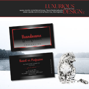 Modern Black and White Gradient Red Frame Elegant Business Card