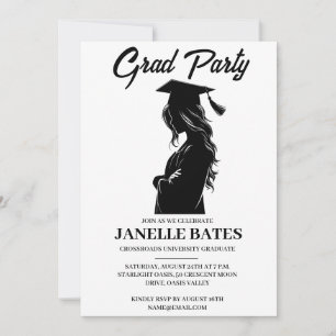 modern black and white graduation party invitation