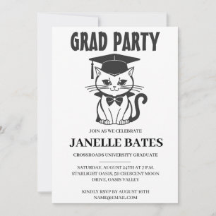 modern black and white graduation party invitation
