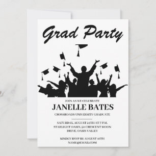 modern black and white graduation party invitation