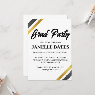 modern black and white graduation party invitation