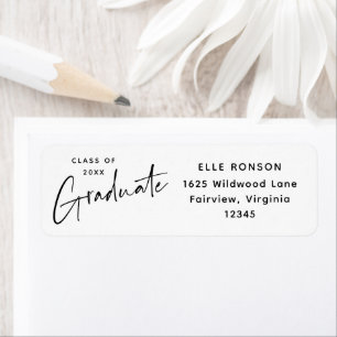 Modern Black and White Graduation Return Address