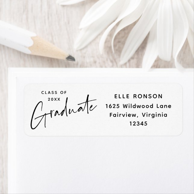 Modern Black and White Graduation Return Address (Insitu)