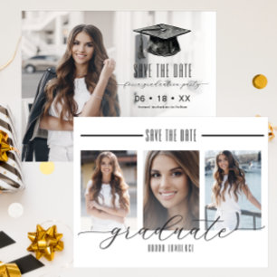 Modern Black and White Graduation Save the Date   