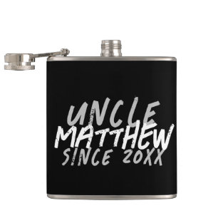 Modern Black and White Grunge For The Cool Uncle Hip Flask