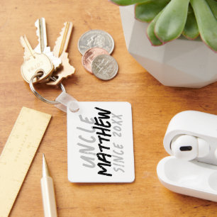 Modern Black and White Grunge For The Cool Uncle Key Ring
