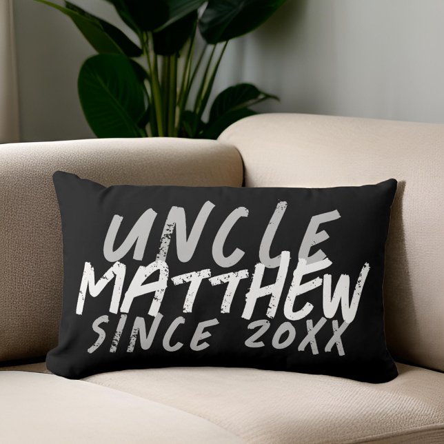 Modern Black and White Grunge For The Cool Uncle Lumbar Cushion (Creator Uploaded)