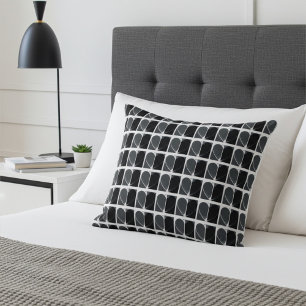 Modern Black and White Half Hearts Pattern Cushion