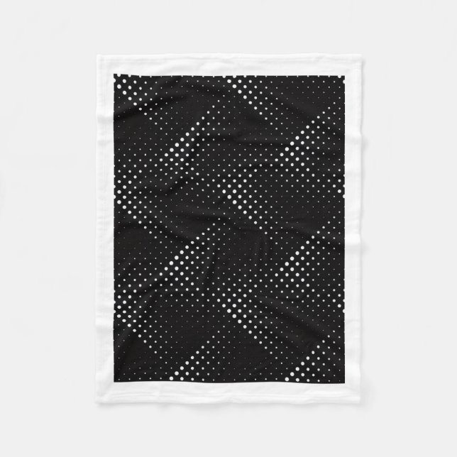 Modern Black and White Halftone Dot Pattern Throw  Fleece Blanket (Front)